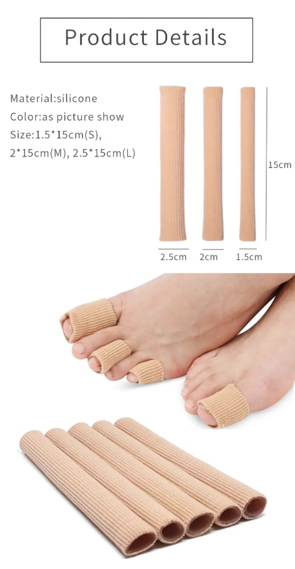 Fabric Toe Separator Finger Protector Applicator Corn Callus Remover Bunion Corrector Pedicure Tools Pain Relief Tube Foot Care
